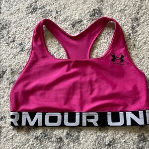 Under Armour Hot Pink Racerback Sports Bra with Branded Elastic Band